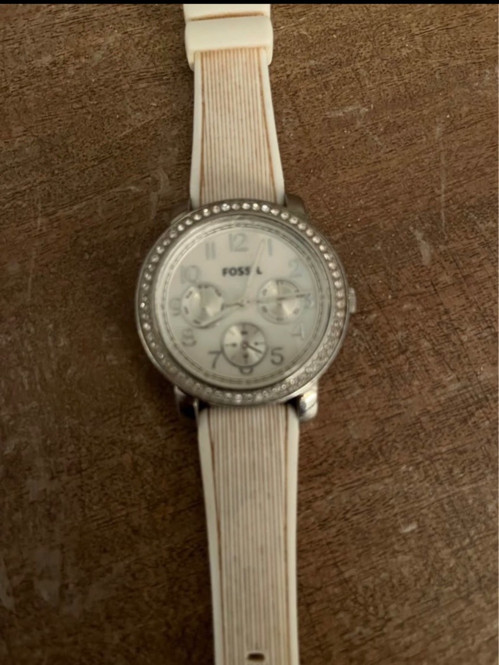 Fossil White Watch with Crystal Detail